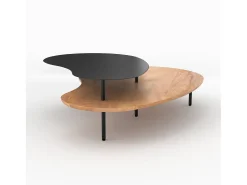 Mesas apilables de madera y metal negro (juego de 2) - Moji