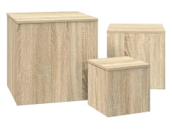 Mesas auxiliares 3 pzas madera contrachapada color roble Sonoma