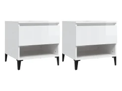Mesas auxiliares 2 uds contrachapada blanco brillo 50x46x50 cm