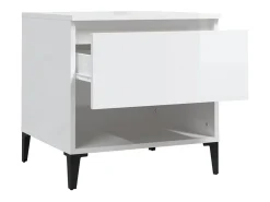 Mesas auxiliares 2 uds contrachapada blanco brillo 50x46x50 cm