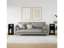 Mesas auxiliares 2 uds con estante negro 25,5x27x60 cm