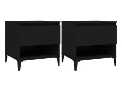 Mesas auxiliares 2 uds madera contrachapada negro 50x46x50 cm