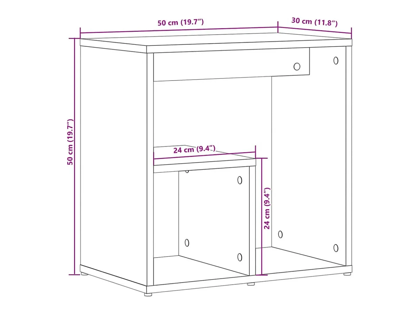 Mesas auxiliares 2 uds madera de ingeniería blanco 50x30x50 cm