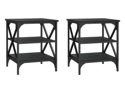 Mesas auxiliares 2 unidades madera contrachapada negro 40x42x50 cm