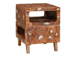 Mesas auxiliares con estante Multicolor madera maciza reciclada