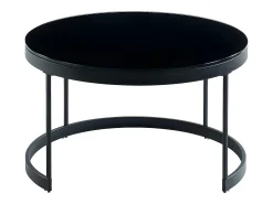 Mesas centro apilables Cristal templado metal negro BILLIE