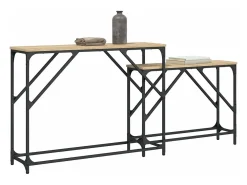 Mesas consola apilables 2 piezas madera ingeniería roble Sonoma