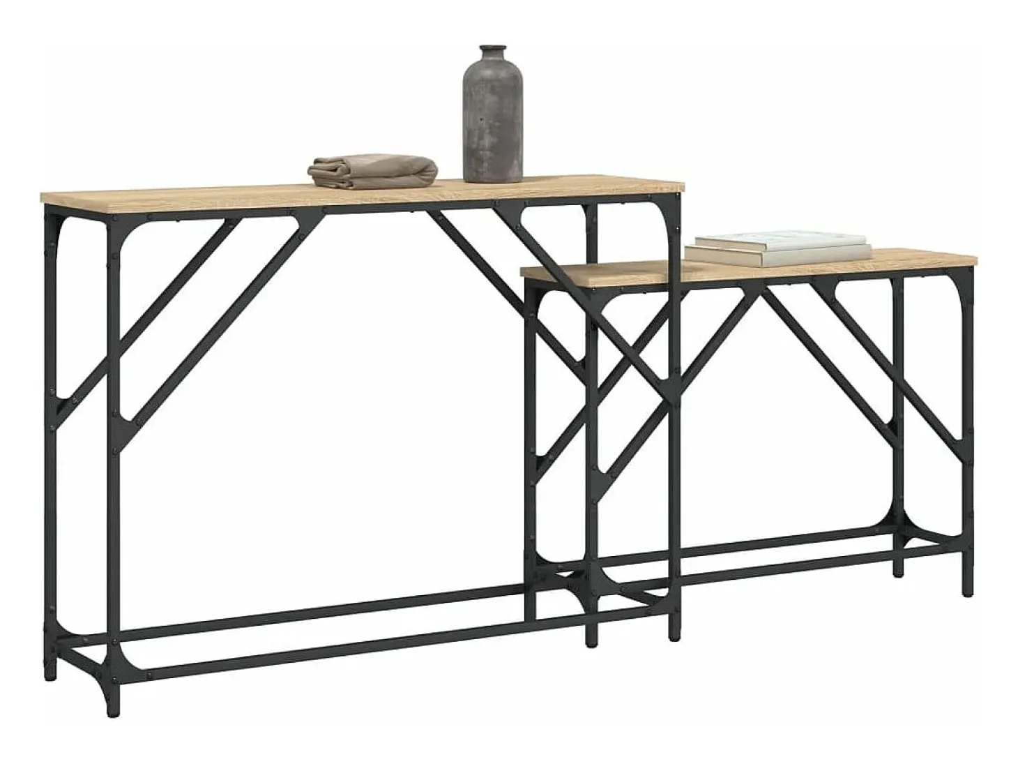 Mesas consola apilables 2 piezas madera ingeniería roble Sonoma