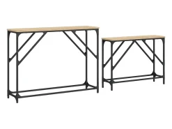Mesas consola apilables 2 piezas madera ingeniería roble Sonoma