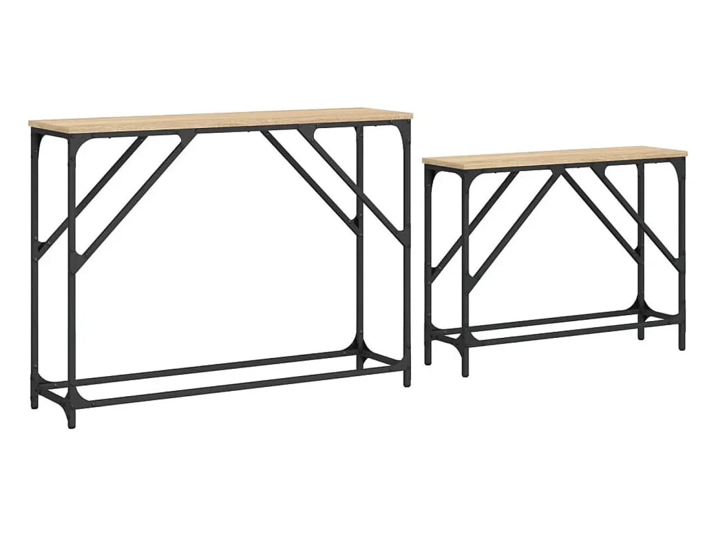 Mesas consola apilables 2 piezas madera ingeniería roble Sonoma
