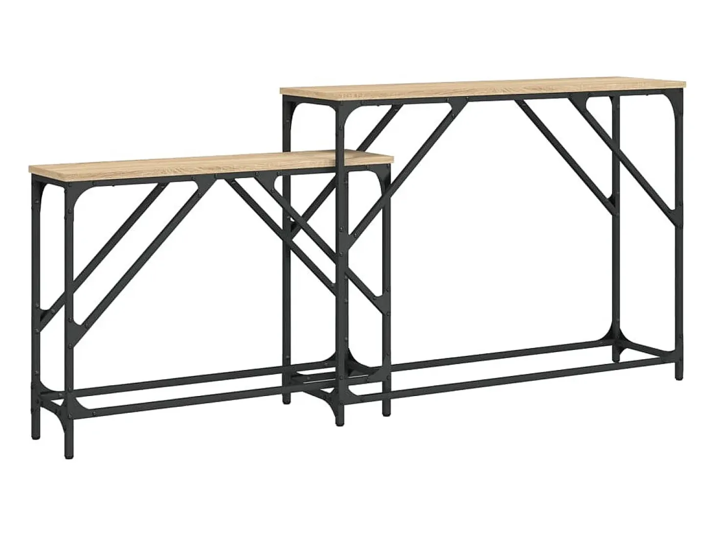 Mesas consola apilables 2 piezas madera ingeniería roble Sonoma