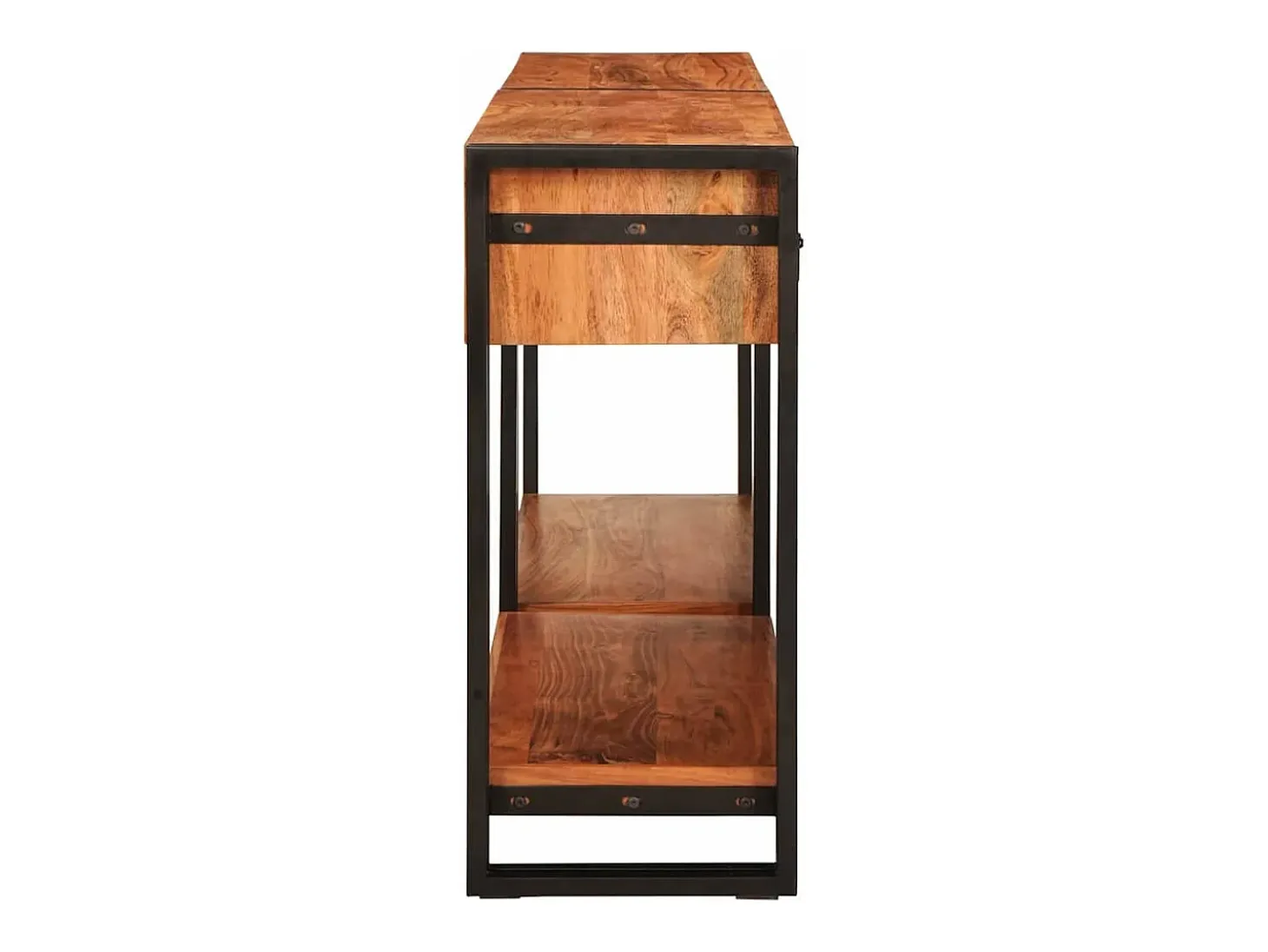Mesas consola con cajón 2 piezas Marrón Madera de Acacia Sólida