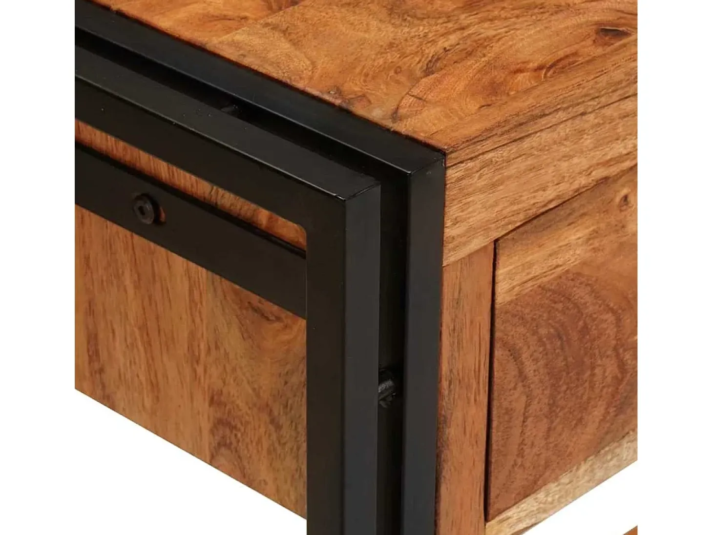 Mesas consola con cajón 2 piezas Marrón Madera de Acacia Sólida