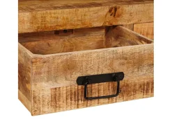 Mesas consola con cajón 2 piezas Marrón Madera de Mango Sólida