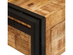 Mesas consola con cajón 2 piezas Marrón Madera de Mango Sólida
