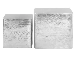 Mesas de centro 2 piezas aluminio plateado