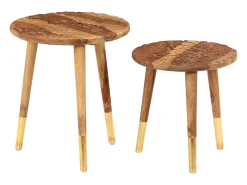 Mesas de centro 2 piezas madera maciza de sheesham