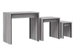 Mesas de centro apilables 3 piezas madera ingeniería gris Sonoma