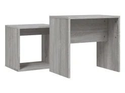 Mesas de centro apilables 2 piezas madera ingeniería gris Sonoma
