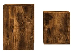 Mesas de centro apilables 2 piezas madera ingeniería roble humo