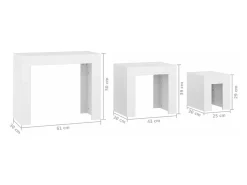 Mesas de centro apilables 3 piezas madera contrachapada blanco