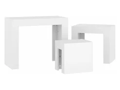 Mesas de centro apilables 3 piezas madera contrachapada blanco