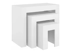Mesas de centro apilables 3 piezas madera contrachapada blanco