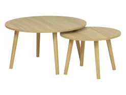Mesas nido vintage redondas con efecto madera, set de 2 efecto fresno