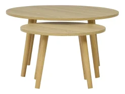 Mesas nido vintage redondas con efecto madera, set de 2 efecto fresno