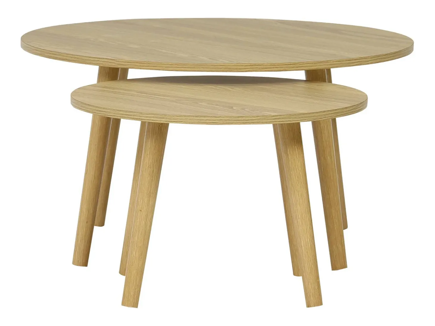 Mesas nido vintage redondas con efecto madera, set de 2 efecto fresno