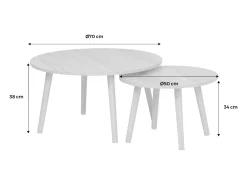 Mesas nido vintage redondas con efecto madera, set de 2 efecto fresno