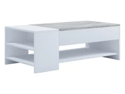 Mesas Tindus Blanco / óptica de hormigón AL. 35 x AN. 100 x P. 50 cm