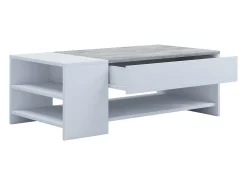 Mesas Tindus Blanco / óptica de hormigón AL. 35 x AN. 100 x P. 50 cm