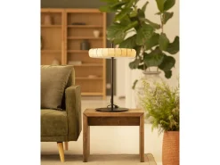 Mesita / Taburete de madera maciza en tono roble oscuro de 45x50cm - TELVA - DECOWOOD