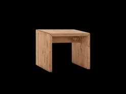 Mesita / Taburete de madera maciza en tono roble oscuro de 45x50cm - TELVA - DECOWOOD