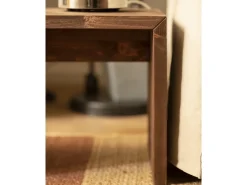 Mesita / Taburete de madera maciza en tono nogal de 45x50cm - TELVA - DECOWOOD