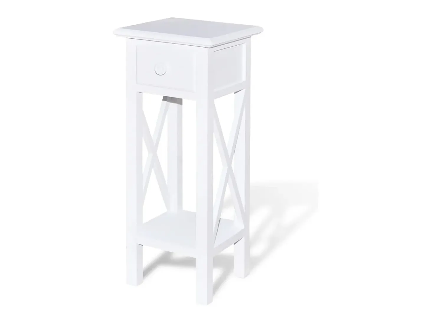 Mesita auxiliar con cajón blanca