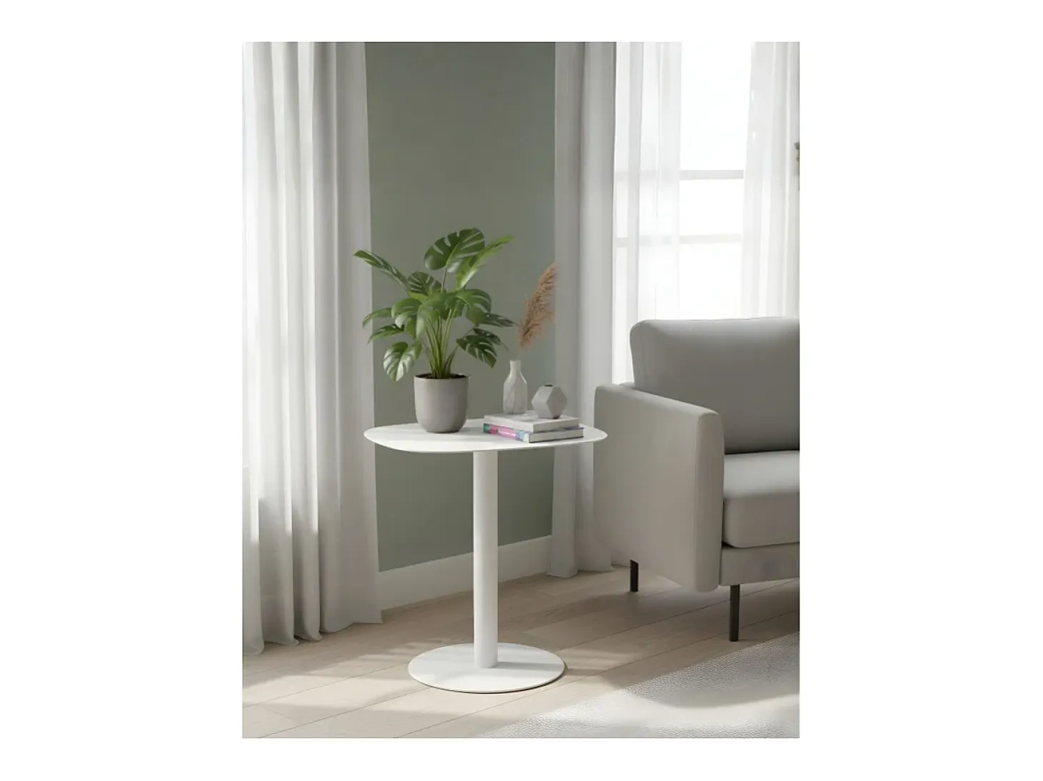Mesita Auxiliar Salón, Metálica, Diseño Escandinavo, Funcional – Blanco - 51*49*38 cm – SKANDY