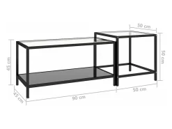 Mesita de centro 2 piezas vidrio templado negro