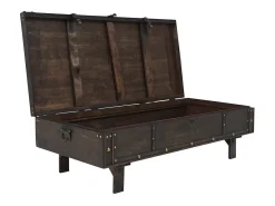Mesita de centro de madera maciza estilo vintage 120x55x35 cm