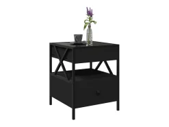 Mesita de noche con Infinity LED negra 40x40x51 cm