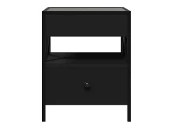 Mesita de noche con Infinity LED negra 40x40x51 cm