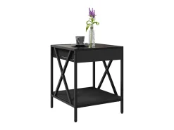 Mesita de noche con Infinity LED negra 40x40x49 cm