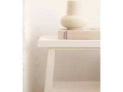 Mesita de noche o auxiliar madera maciza en tono blanco de 45x39cm - FRIDA - DECOWOOD