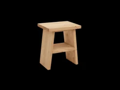 Mesita de noche o auxiliar madera maciza en tono blanco de 45x39cm - FRIDA - DECOWOOD