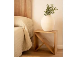 Mesita de noche o auxiliar de madera maciza tono roble oscuro 50x50cm - STOKE - DECOWOOD