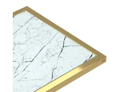 Mesita ordenador vidrio transparente blanco mármol 50x35x65cm ES249419