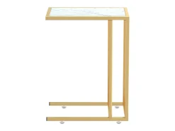 Mesita ordenador vidrio transparente blanco mármol 50x35x65cm ES249419