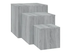 Mesitas auxiliares 3 piezas madera contrachapada gris Sonoma