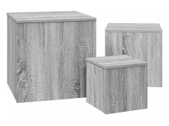 Mesitas auxiliares 3 piezas madera contrachapada gris Sonoma